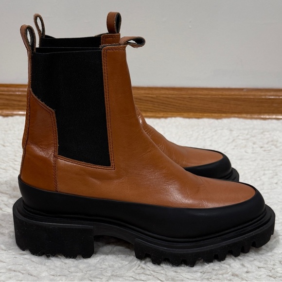 New AllSaints Women Harlee Lug Sole Chelsea Boot Sz 7 Brown Chunky Rugged Edgy - Picture 2 of 8